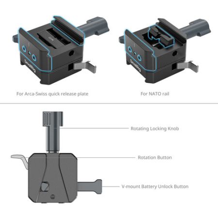 SmallRig 5690 - adapter, montażowa płytka akumulatora V-Mount do płytek Arca lub szyny NATO